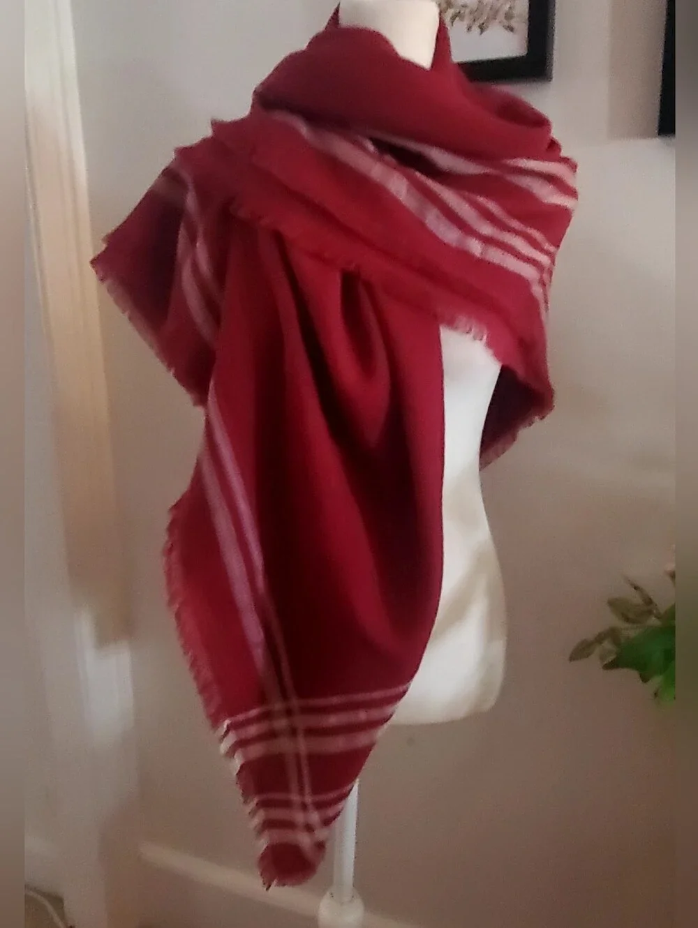 Elegant Red Plaid Women's Wrap Scarf